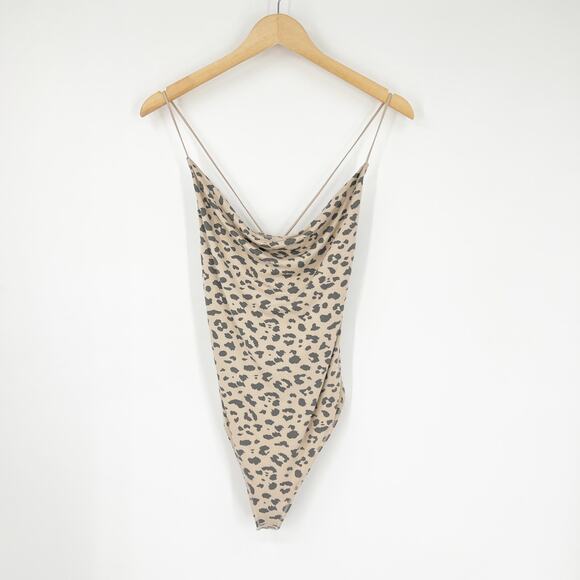 Abercrombie & Fitch Animal Print Cowl Neck Bodysuit Size Medium - Picture 2 of 8